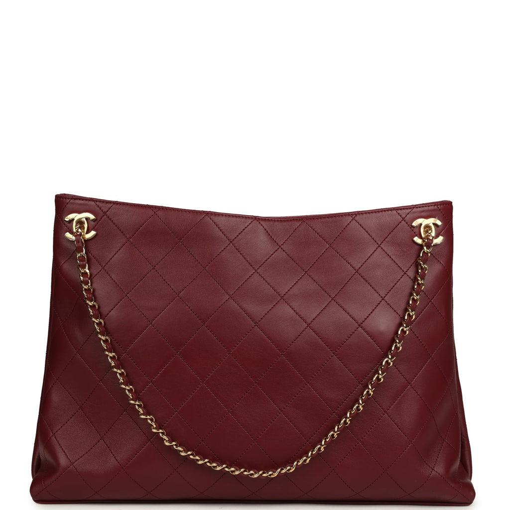 Large "Eyes on You" CC Shopping Bag Burgundy Lambskin Gold Hardware
