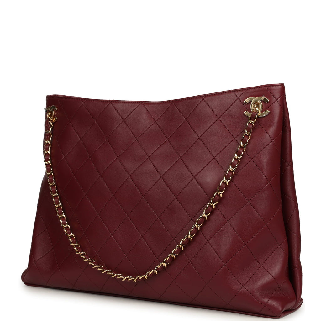 Large "Eyes on You" CC Shopping Bag Burgundy Lambskin Gold Hardware