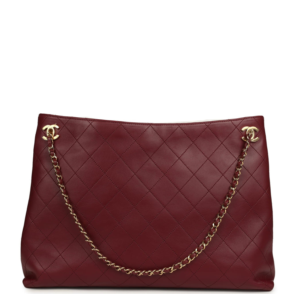 Large "Eyes on You" CC Shopping Bag Burgundy Lambskin Gold Hardware