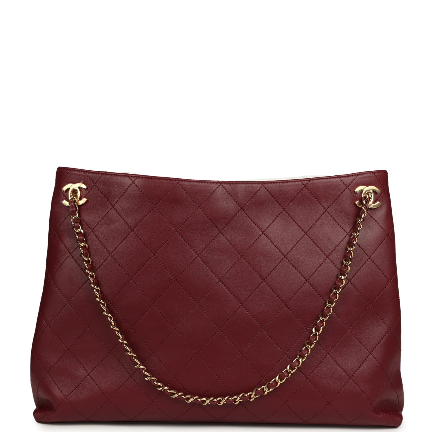 Large "Eyes on You" CC Shopping Bag Burgundy Lambskin Gold Hardware