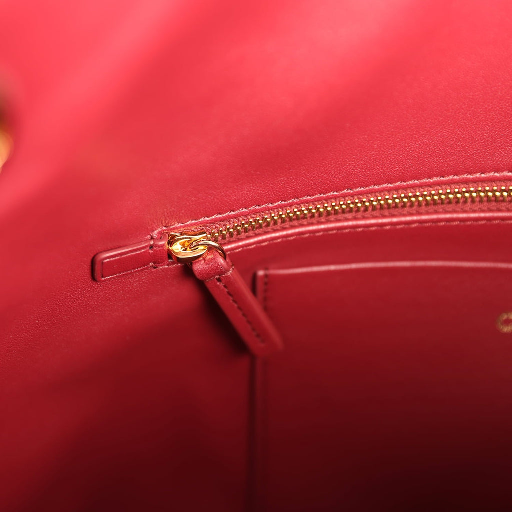 Large "Eyes on You" CC Shopping Bag Burgundy Lambskin Gold Hardware