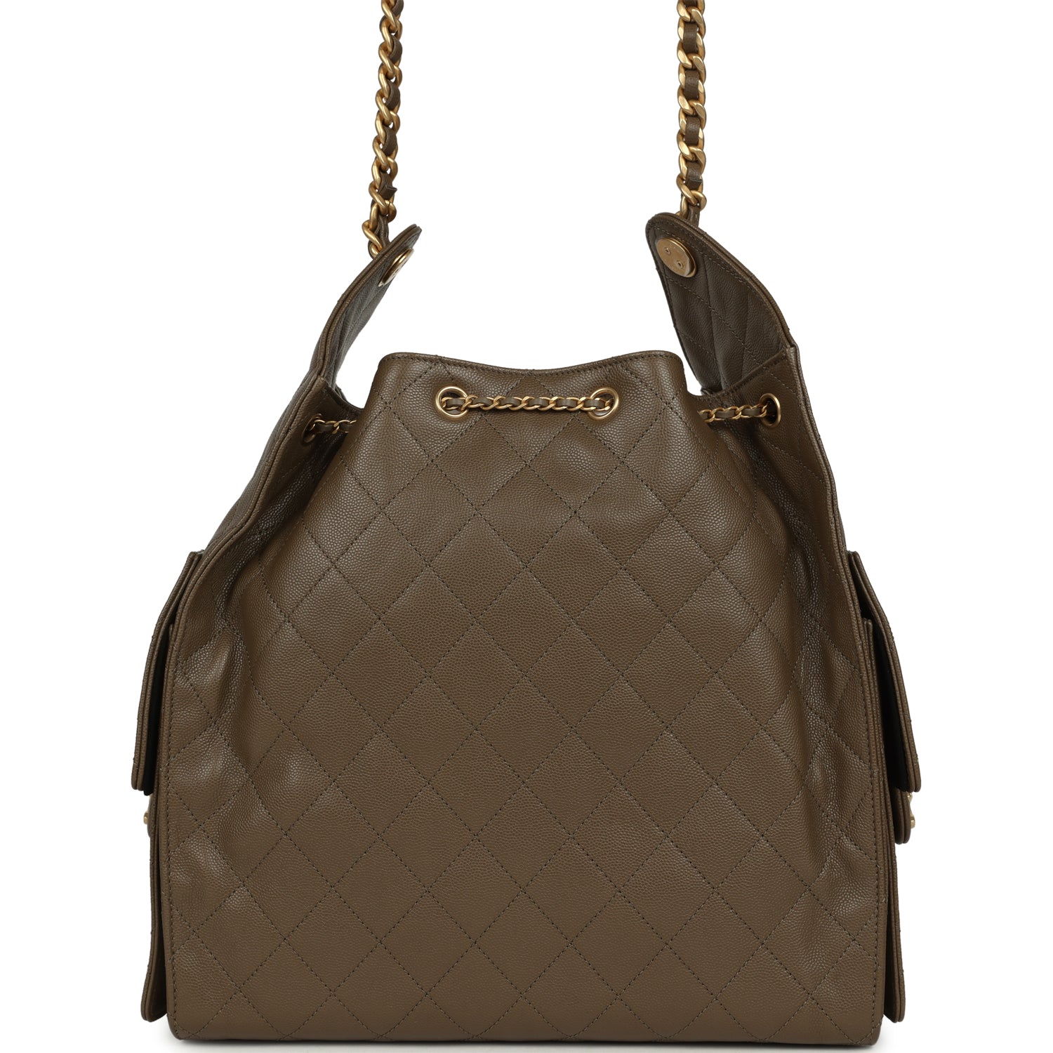 Medium 25 Hobo Bag Dark Khaki Caviar Antique Gold Hardware