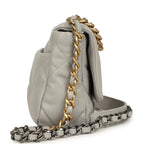 Medium 19 Flap Bag Grey Shiny Lambskin Mixed Metal Hardware