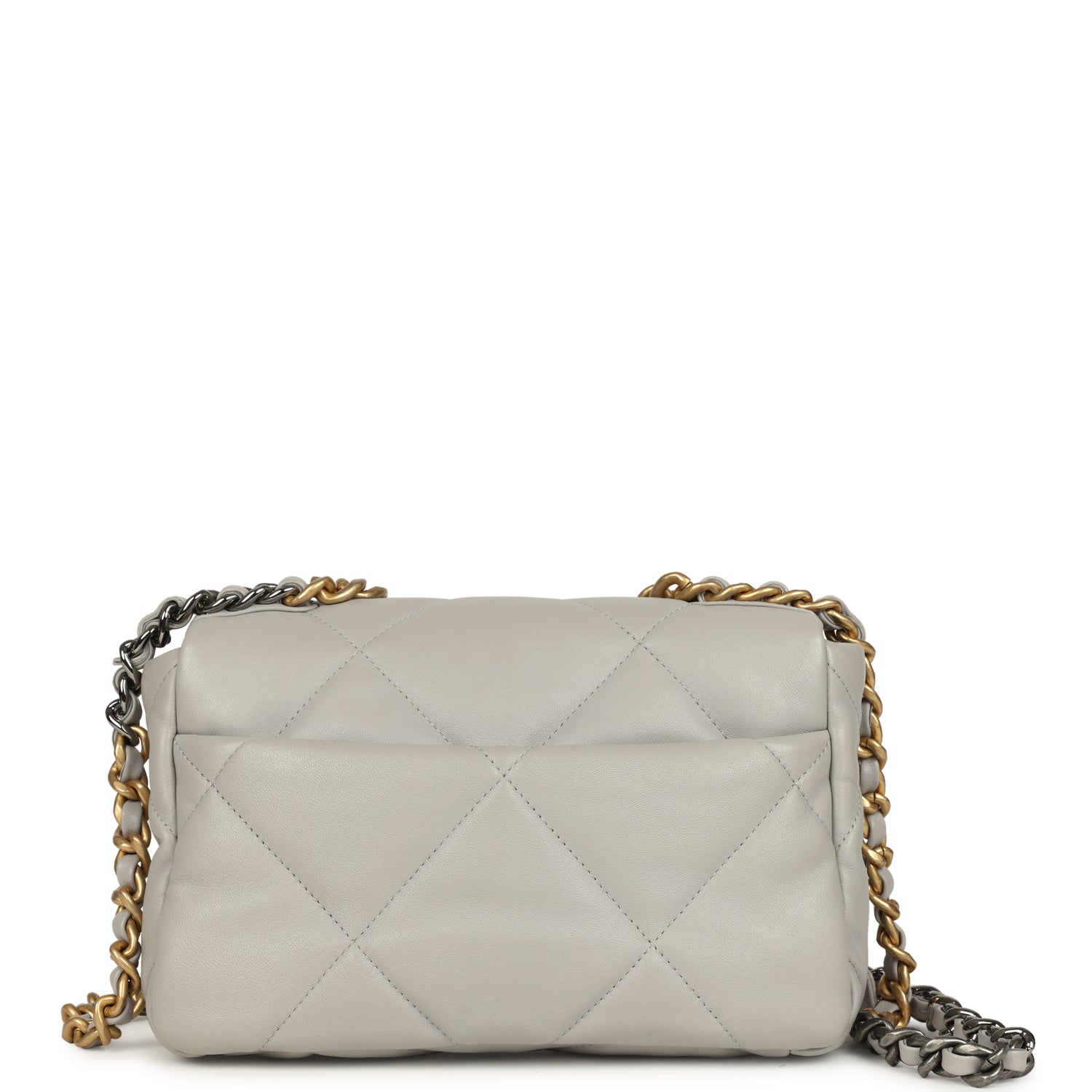Medium 19 Flap Bag Grey Shiny Lambskin Mixed Metal Hardware