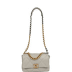 Medium 19 Flap Bag Grey Shiny Lambskin Mixed Metal Hardware