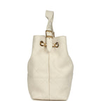Small Coco Hobo Bag White Calfskin Antique Gold Hardware