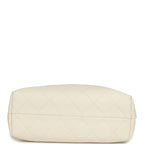 Small Coco Hobo Bag White Calfskin Antique Gold Hardware