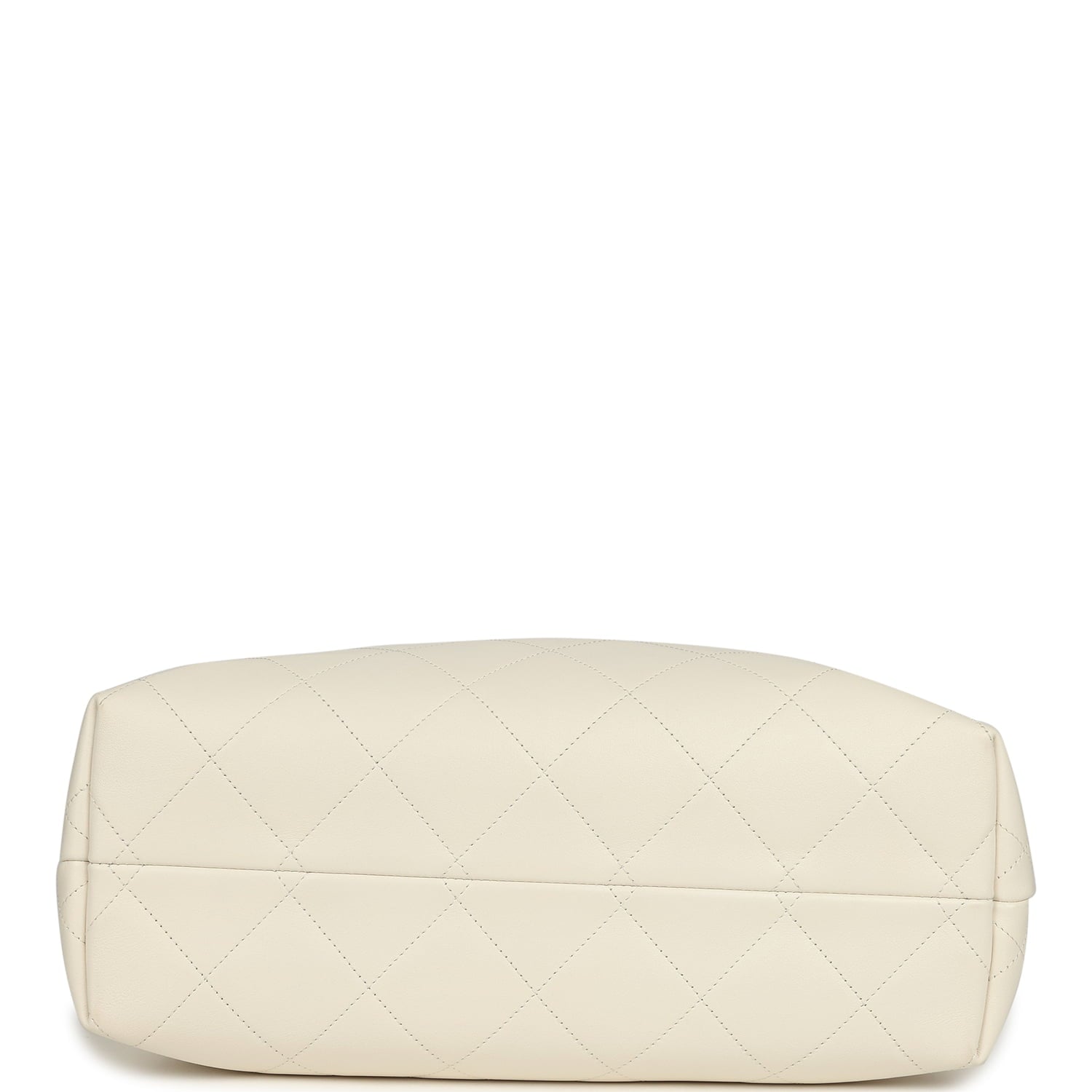 Small Coco Hobo Bag White Calfskin Antique Gold Hardware