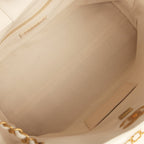 Small Coco Hobo Bag White Calfskin Antique Gold Hardware