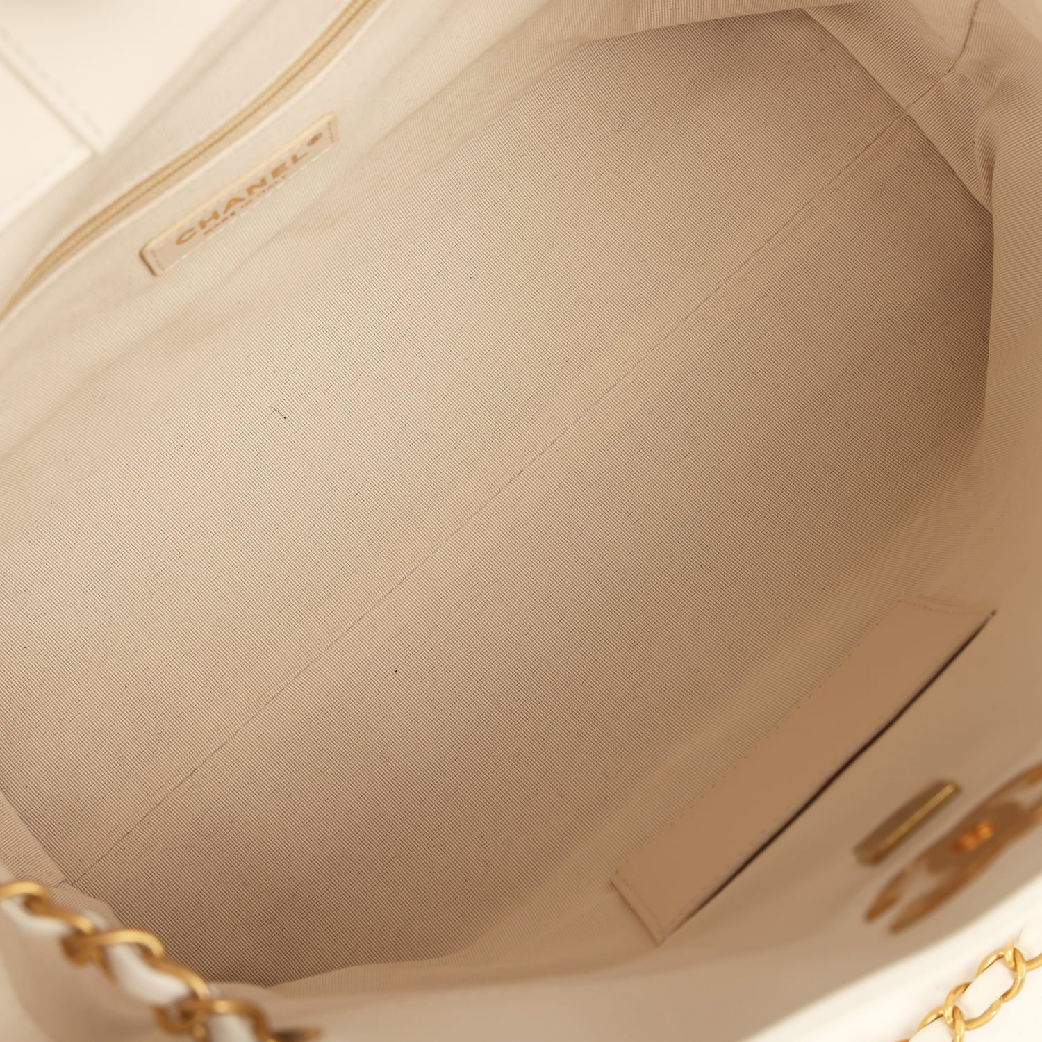 Small Coco Hobo Bag White Calfskin Antique Gold Hardware