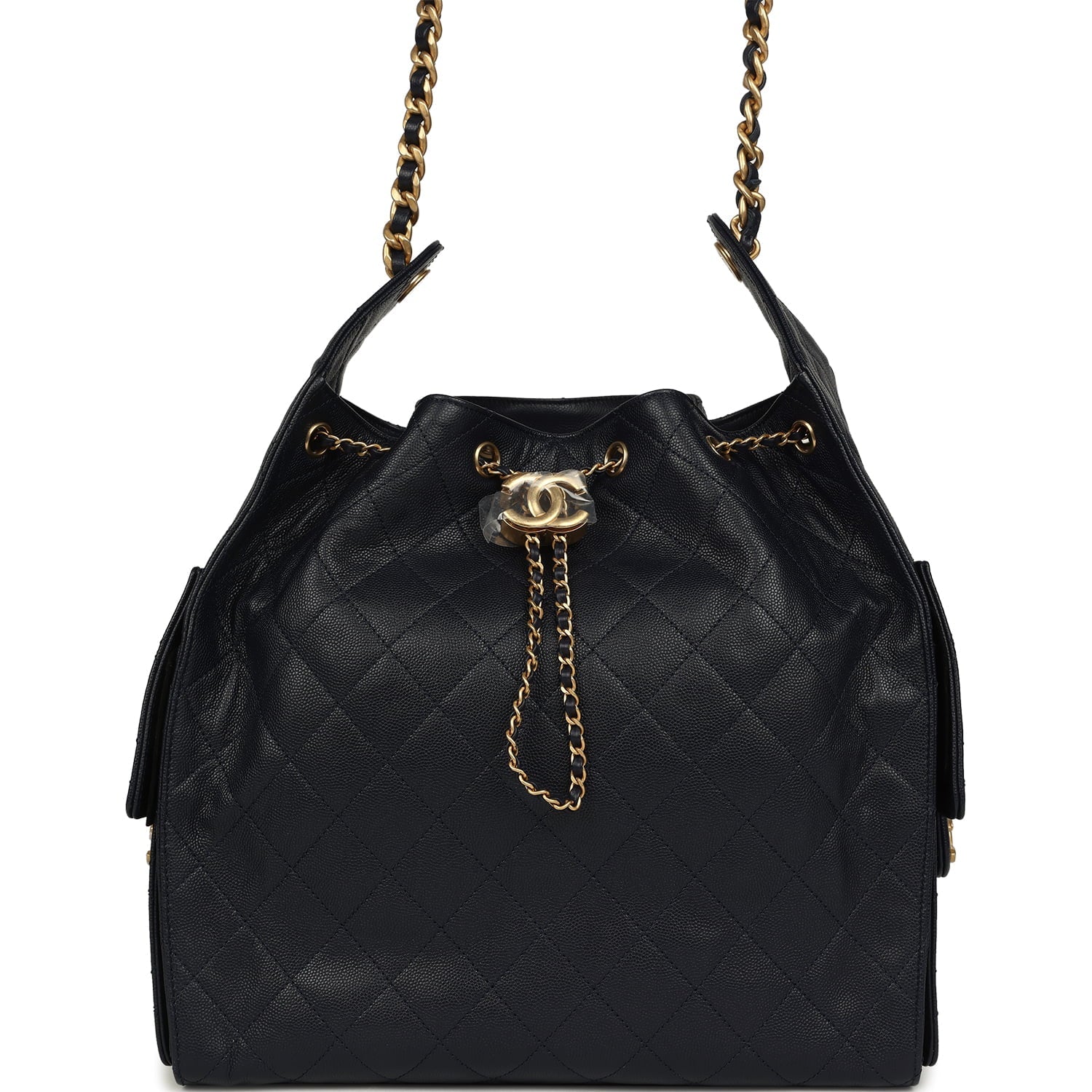 Medium 25 Hobo Bag Dark Navy Caviar Antique Gold Hardware