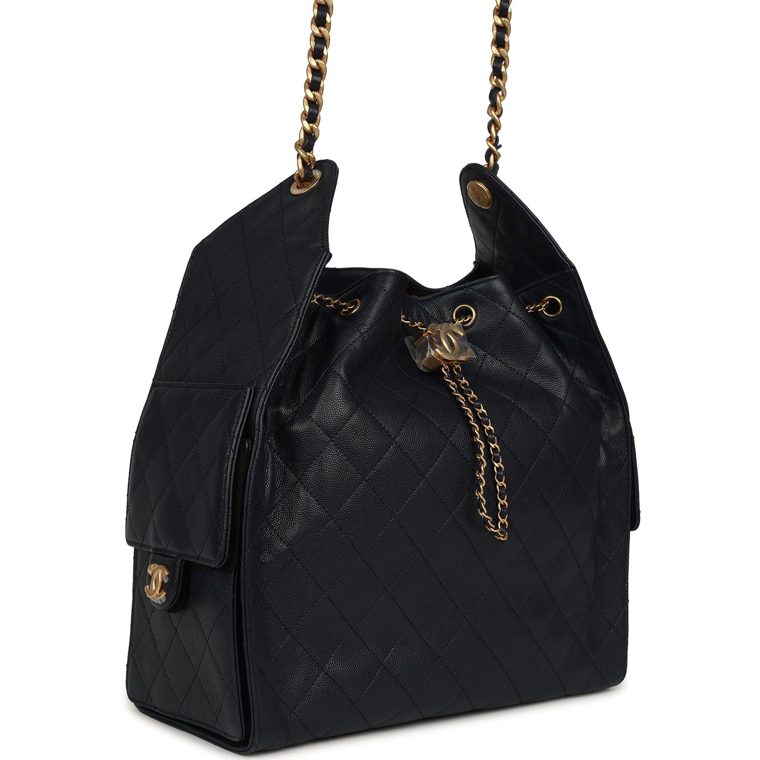 Medium 25 Hobo Bag Dark Navy Caviar Antique Gold Hardware