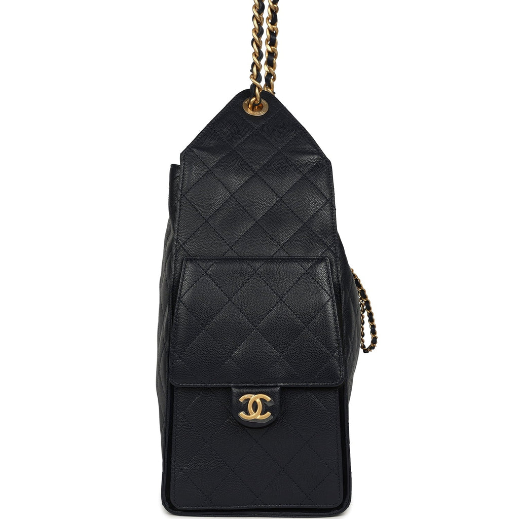 Medium 25 Hobo Bag Dark Navy Caviar Antique Gold Hardware