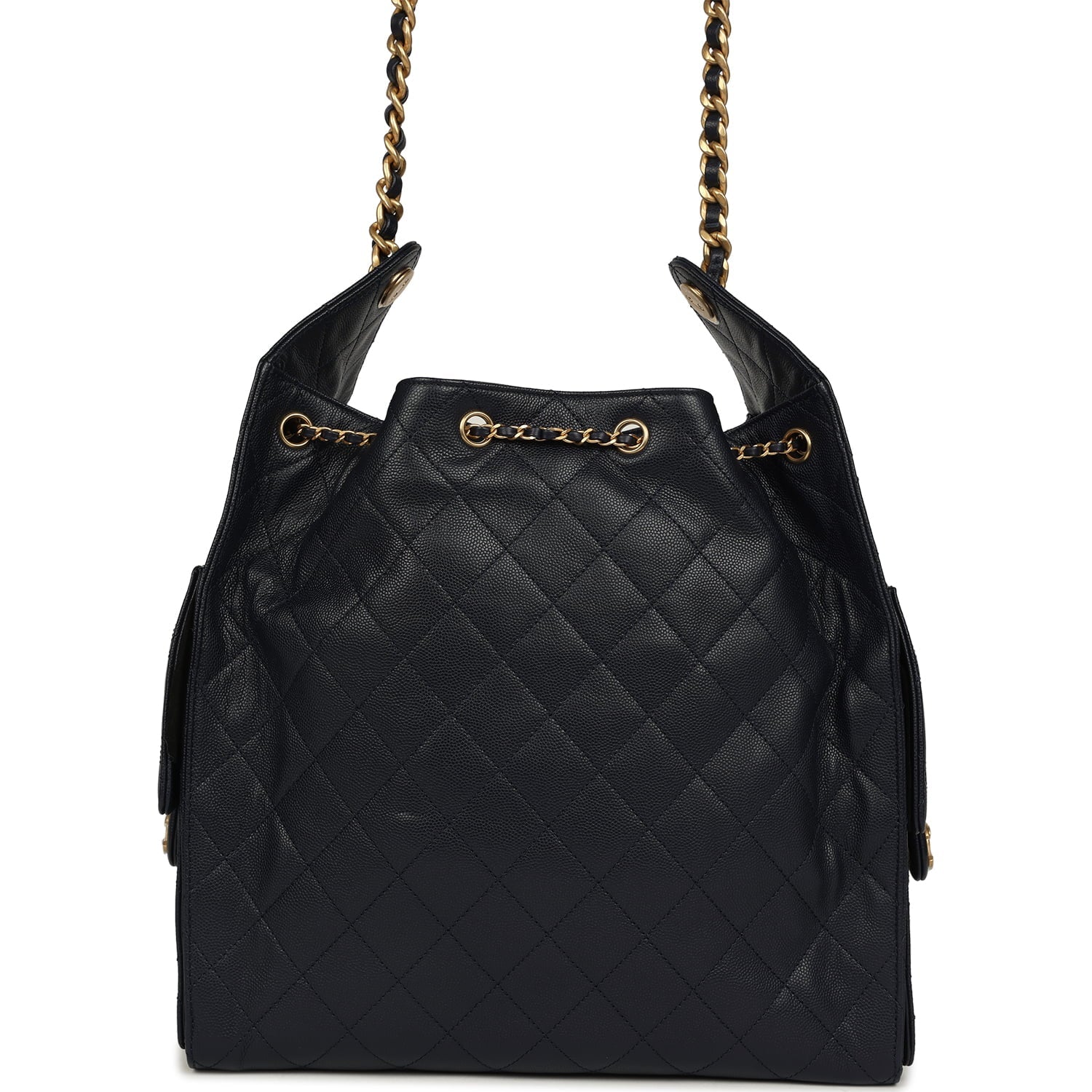 Medium 25 Hobo Bag Dark Navy Caviar Antique Gold Hardware