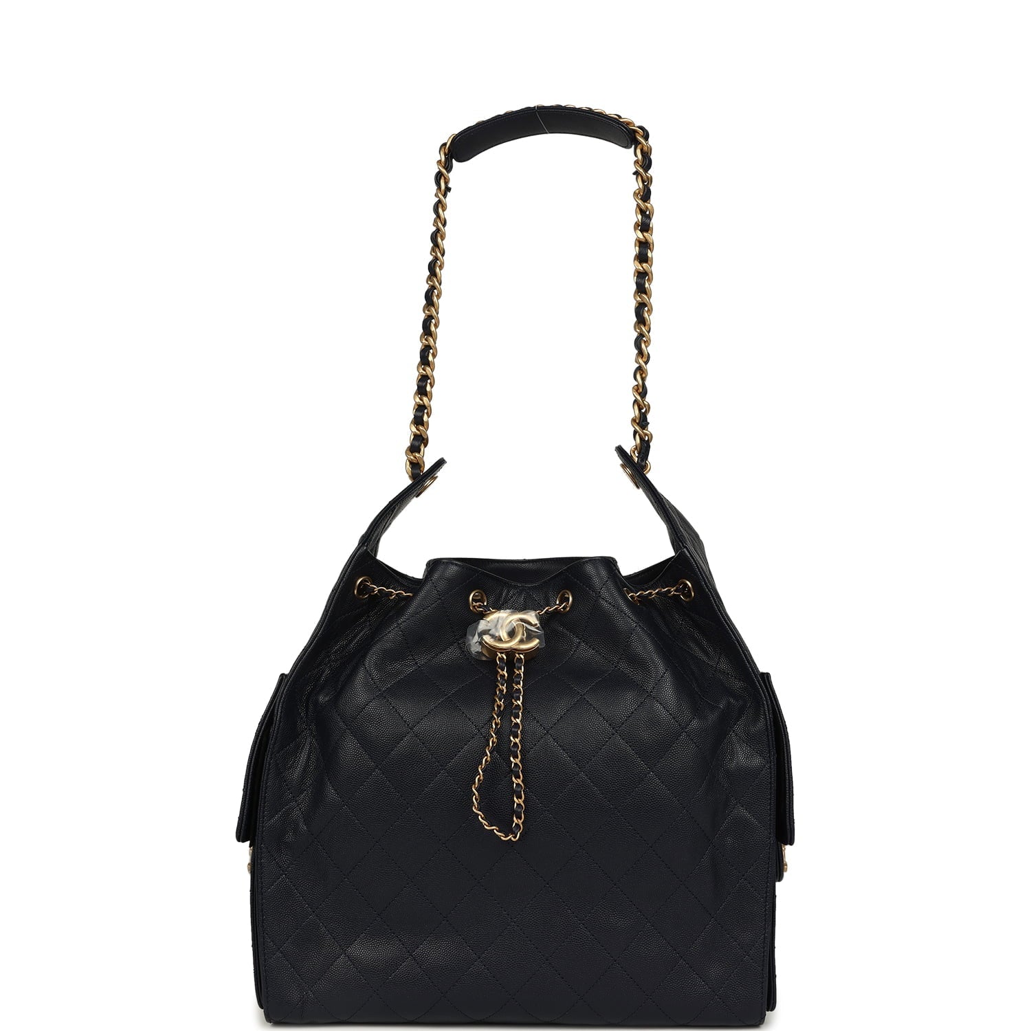 Medium 25 Hobo Bag Dark Navy Caviar Antique Gold Hardware