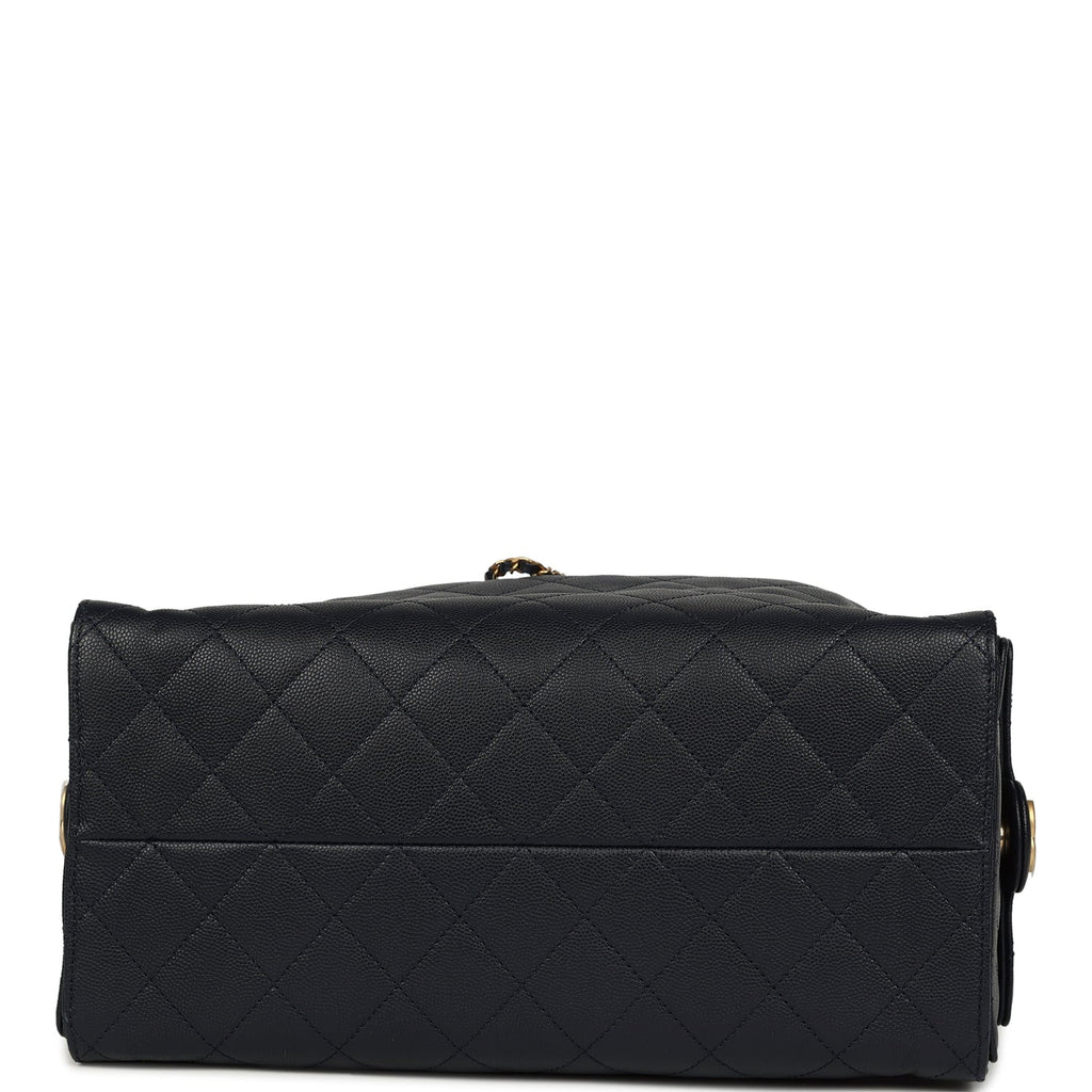 Medium 25 Hobo Bag Dark Navy Caviar Antique Gold Hardware