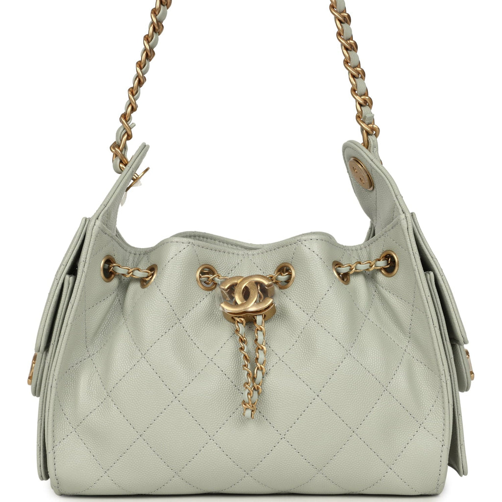Mini 25 Hobo Bag Light Green Caviar Antique Gold Hardware