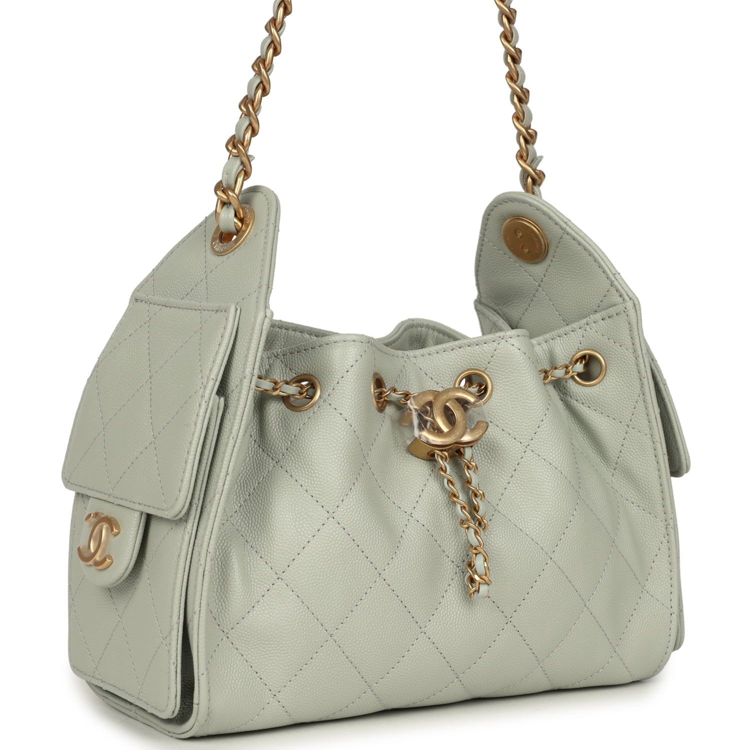 Mini 25 Hobo Bag Light Green Caviar Antique Gold Hardware