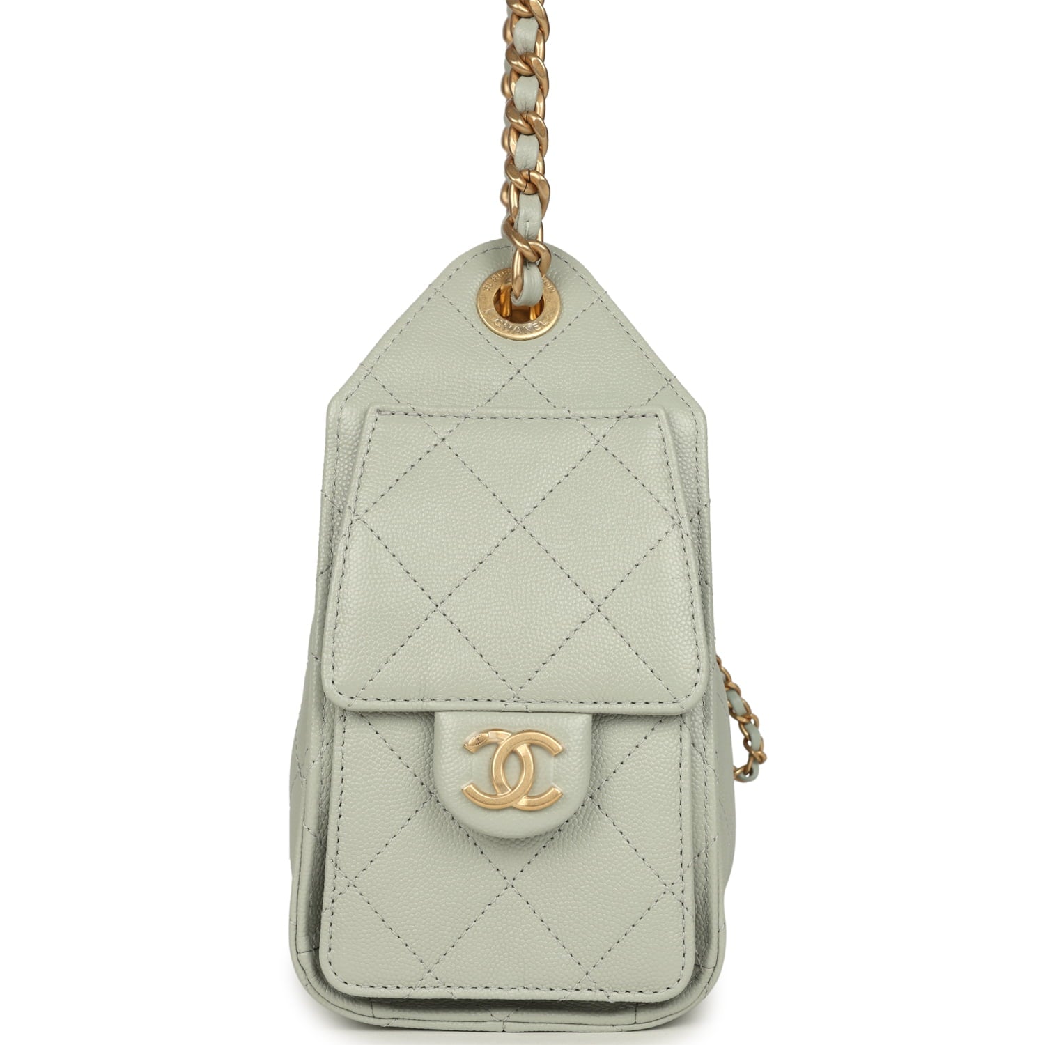 Mini 25 Hobo Bag Light Green Caviar Antique Gold Hardware