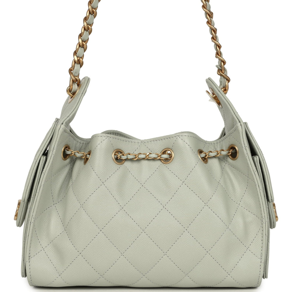 Mini 25 Hobo Bag Light Green Caviar Antique Gold Hardware