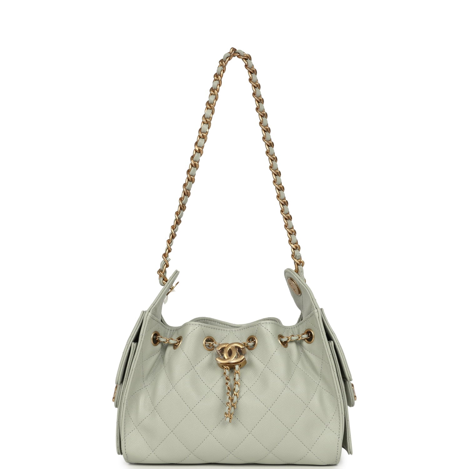Mini 25 Hobo Bag Light Green Caviar Antique Gold Hardware