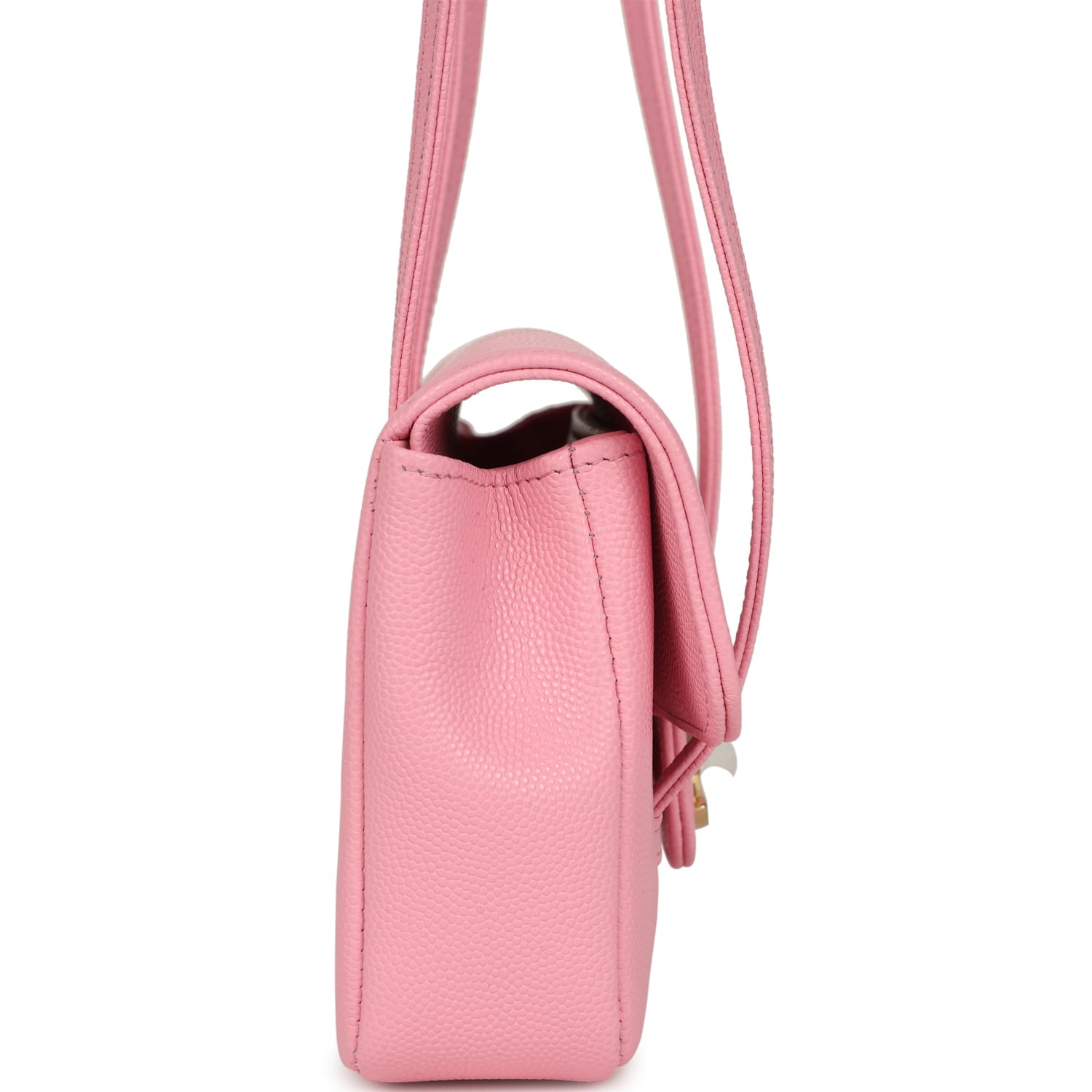 Mini Preppy Coco Clutch with Straps Pink Shiny Caviar Brushed Gold Hardware
