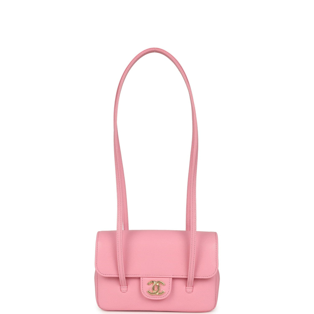 Mini Preppy Coco Clutch with Straps Pink Shiny Caviar Brushed Gold Hardware