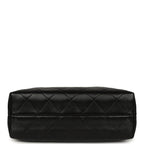 Small Coco Base Hobo Bag Beige Canvas and Black Shiny Lambskin Gold Hardware