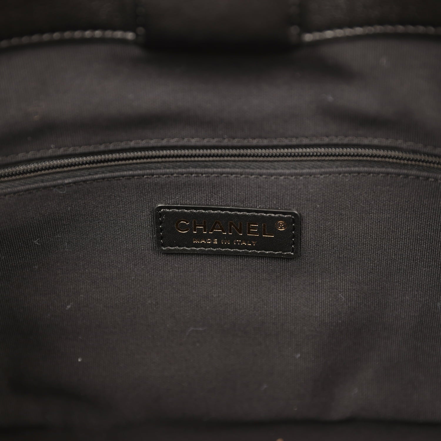 Small Coco Base Hobo Bag Beige Canvas and Black Shiny Lambskin Gold Hardware