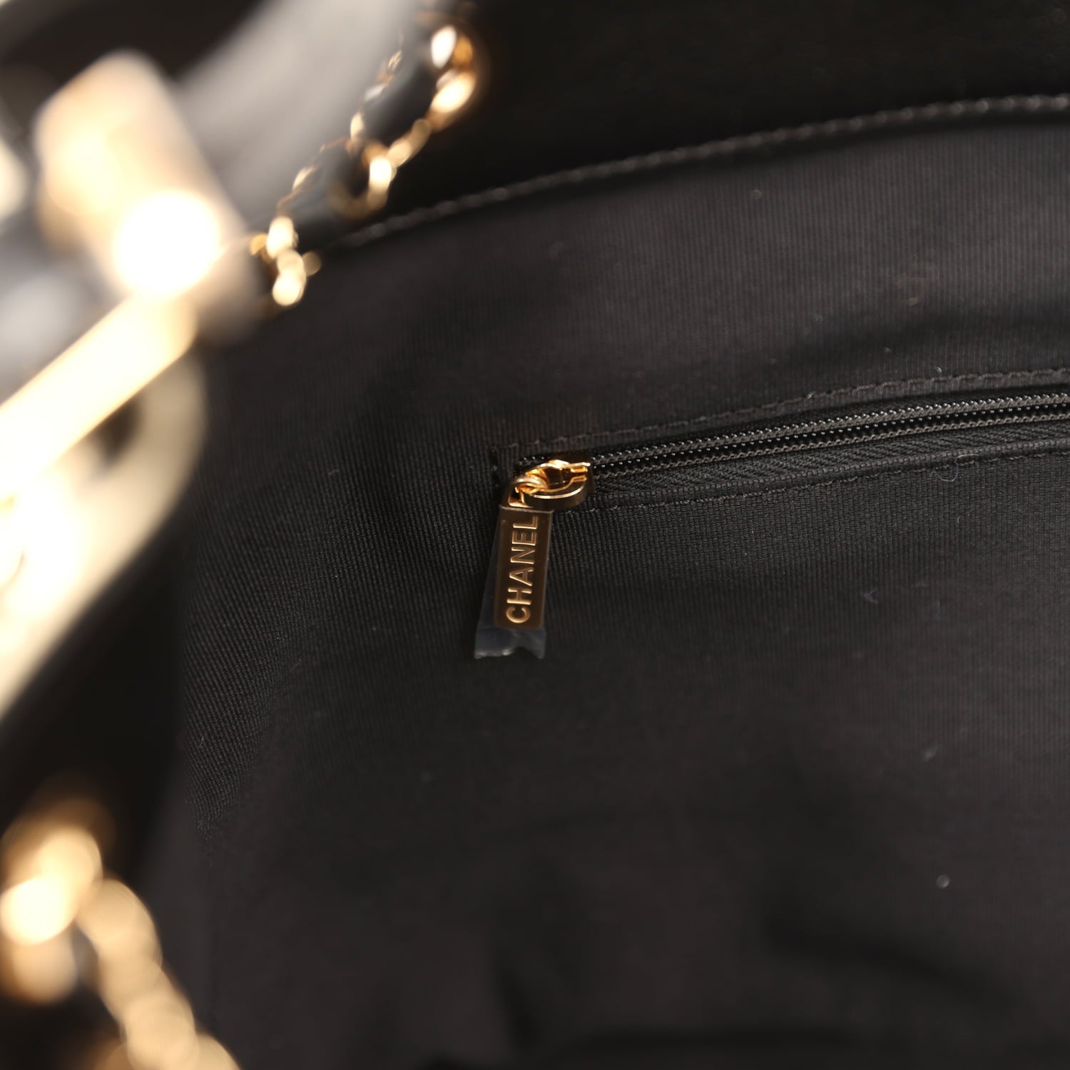 Small Coco Base Hobo Bag Beige Canvas and Black Shiny Lambskin Gold Hardware