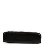 Coco Base Top Handle Long Vanity Case with Chain Brown Suede and Black Shiny Lambskin Antique Gold Hardware