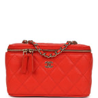 Small Classic Vanity Case Red Shiny Caviar Light Gold Hardware
