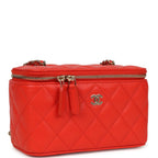 Small Classic Vanity Case Red Shiny Caviar Light Gold Hardware