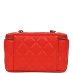 Small Classic Vanity Case Red Shiny Caviar Light Gold Hardware