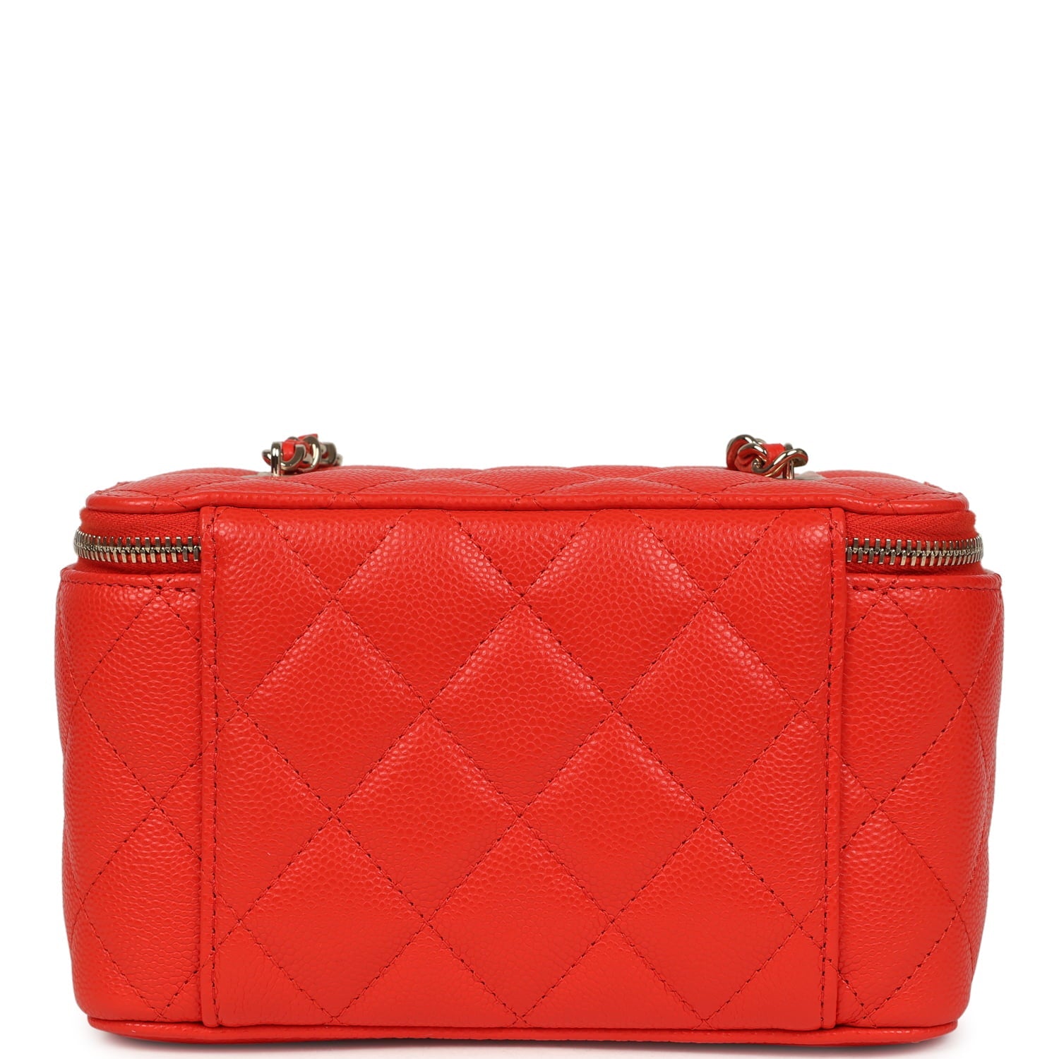 Small Classic Vanity Case Red Shiny Caviar Light Gold Hardware