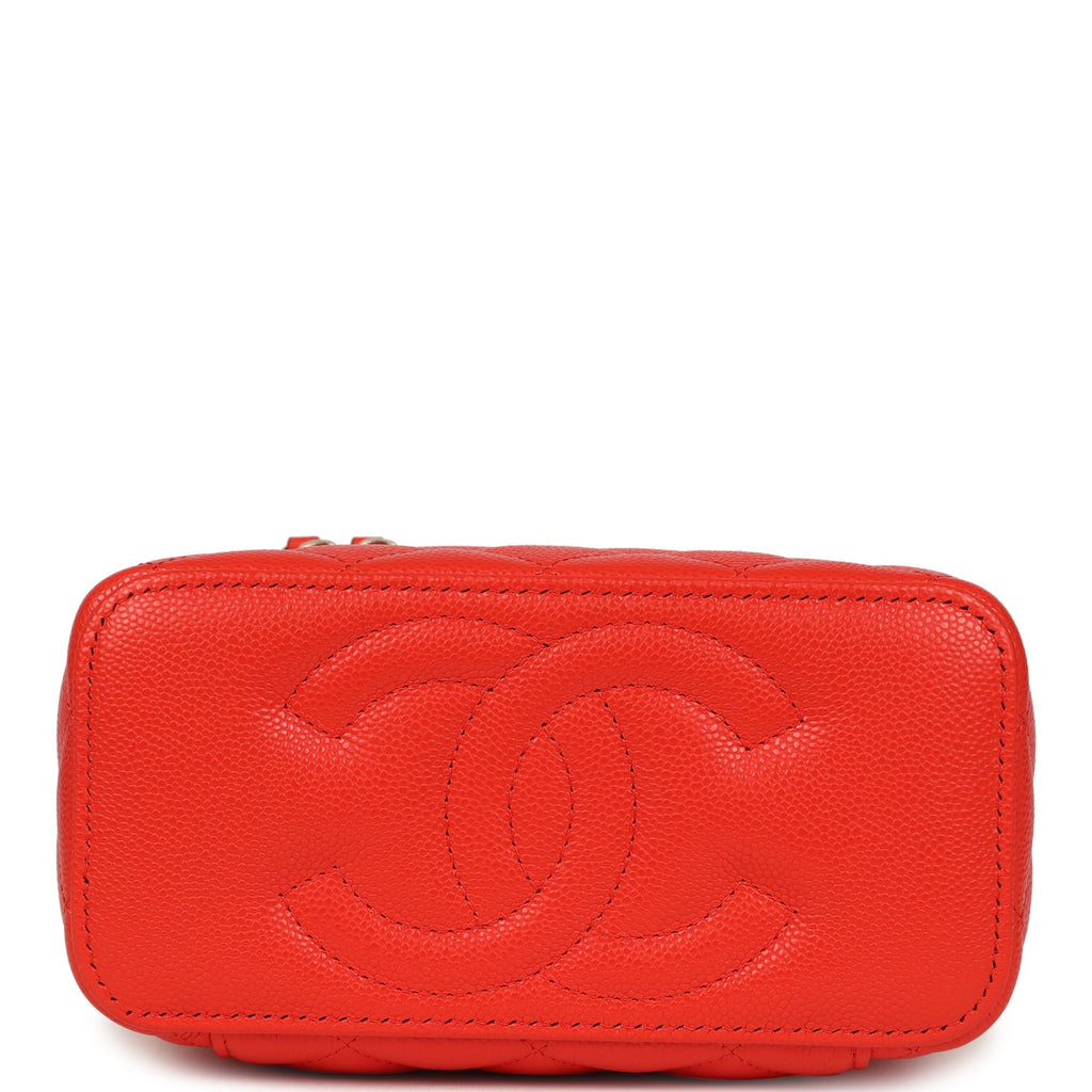 Small Classic Vanity Case Red Shiny Caviar Light Gold Hardware