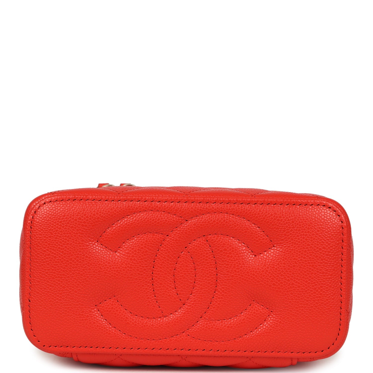 Small Classic Vanity Case Red Shiny Caviar Light Gold Hardware