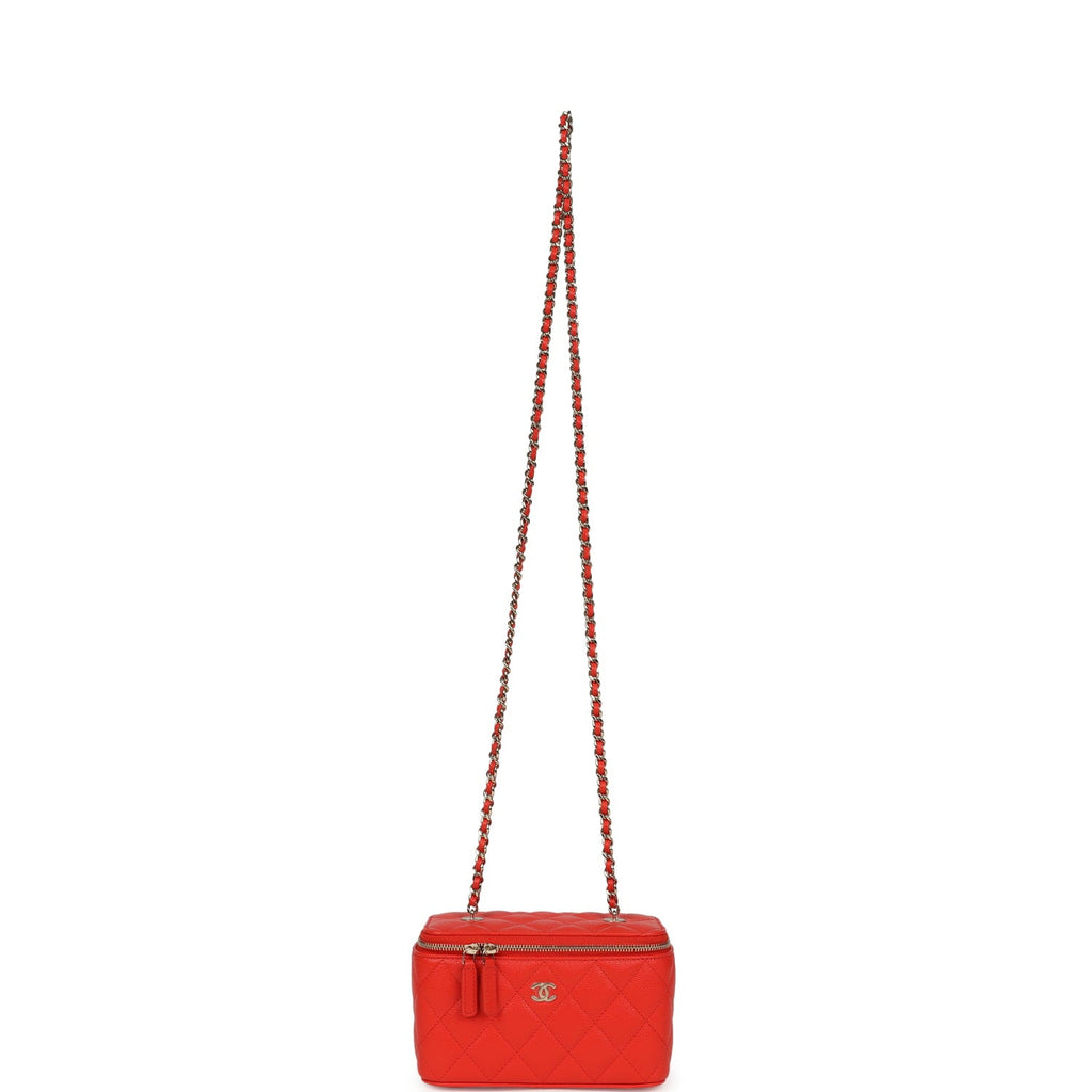 Small Classic Vanity Case Red Shiny Caviar Light Gold Hardware