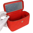 Small Classic Vanity Case Red Shiny Caviar Light Gold Hardware