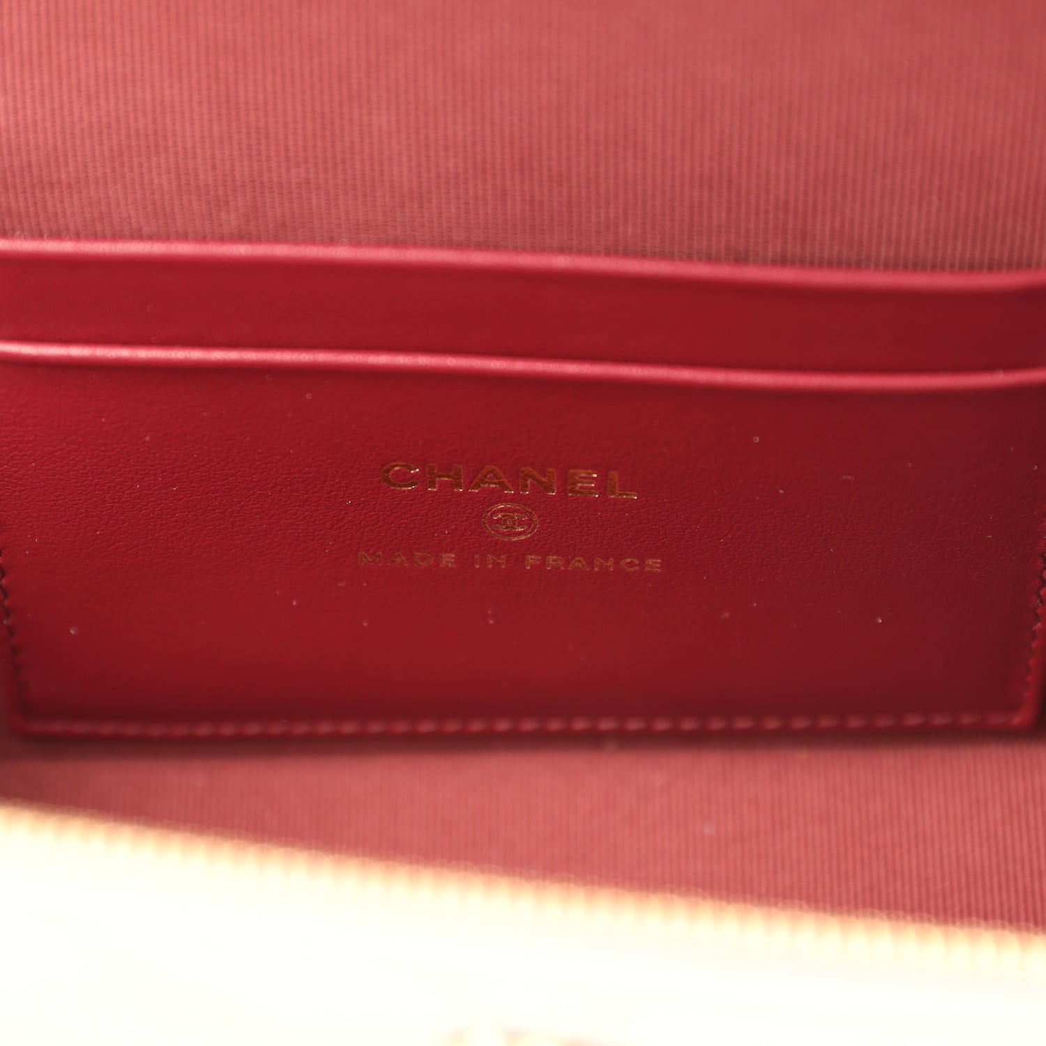 Sleek Chevron Top Handle Long Vanity Case with Chain Pink Shiny Caviar Gold Hardware
