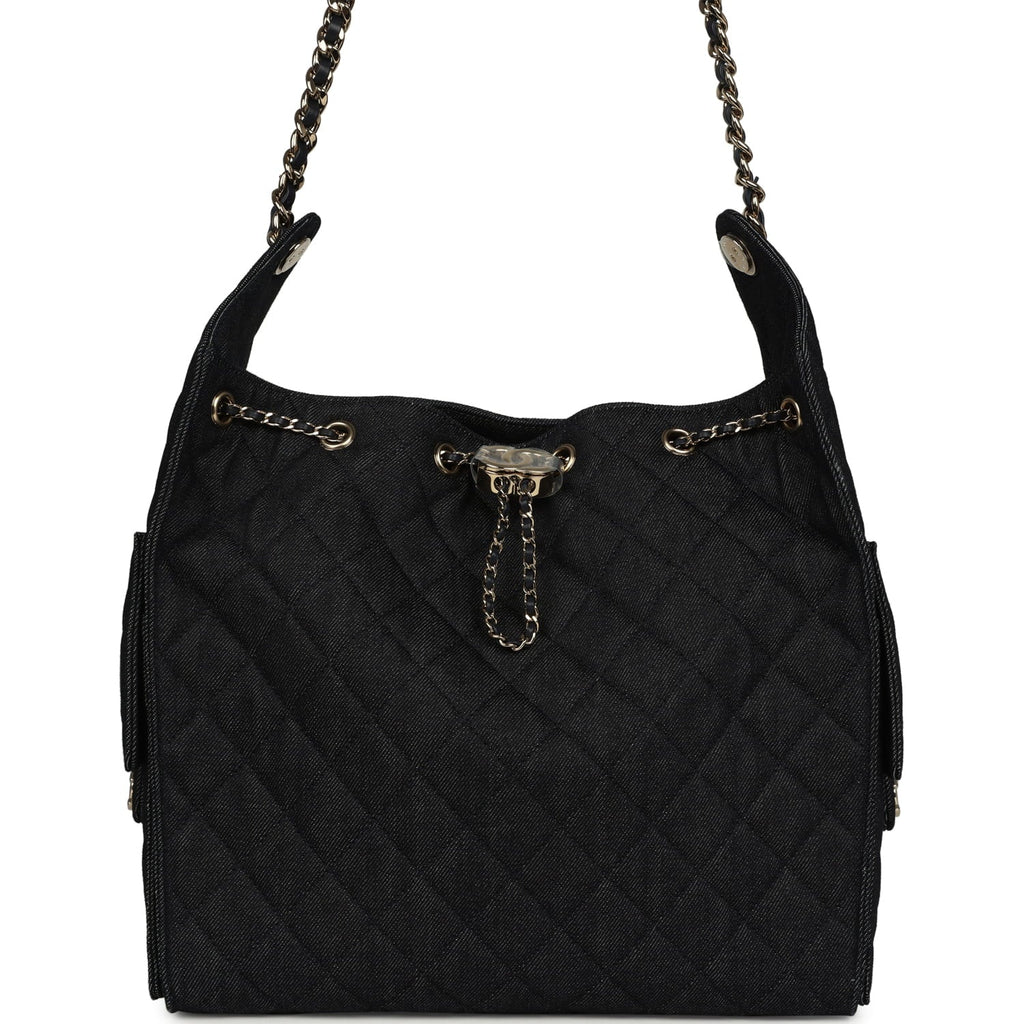 Medium 25 Hobo Bag Dark Denim Light Gold Hardware