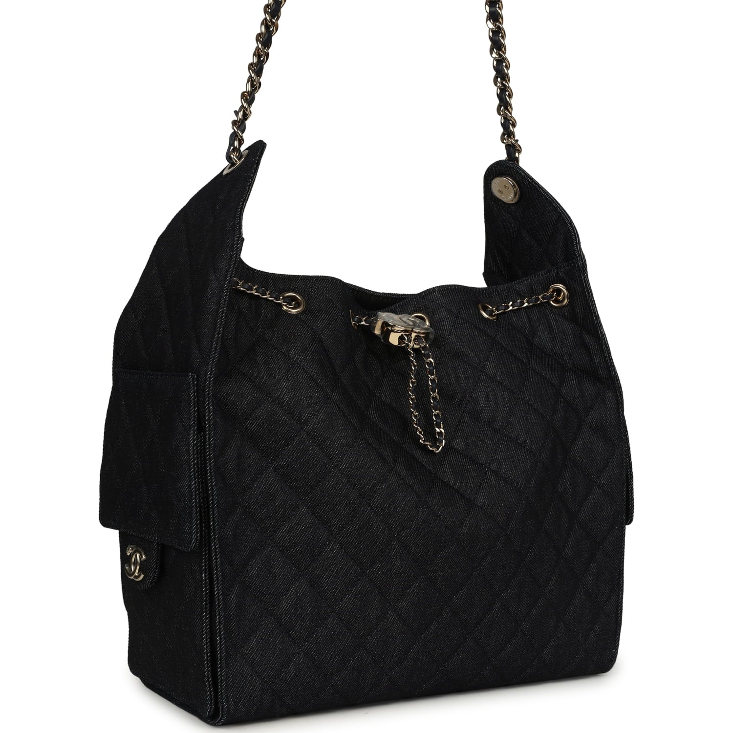 Medium 25 Hobo Bag Dark Denim Light Gold Hardware