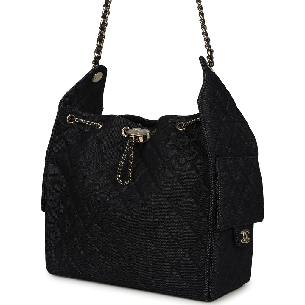 Medium 25 Hobo Bag Dark Denim Light Gold Hardware