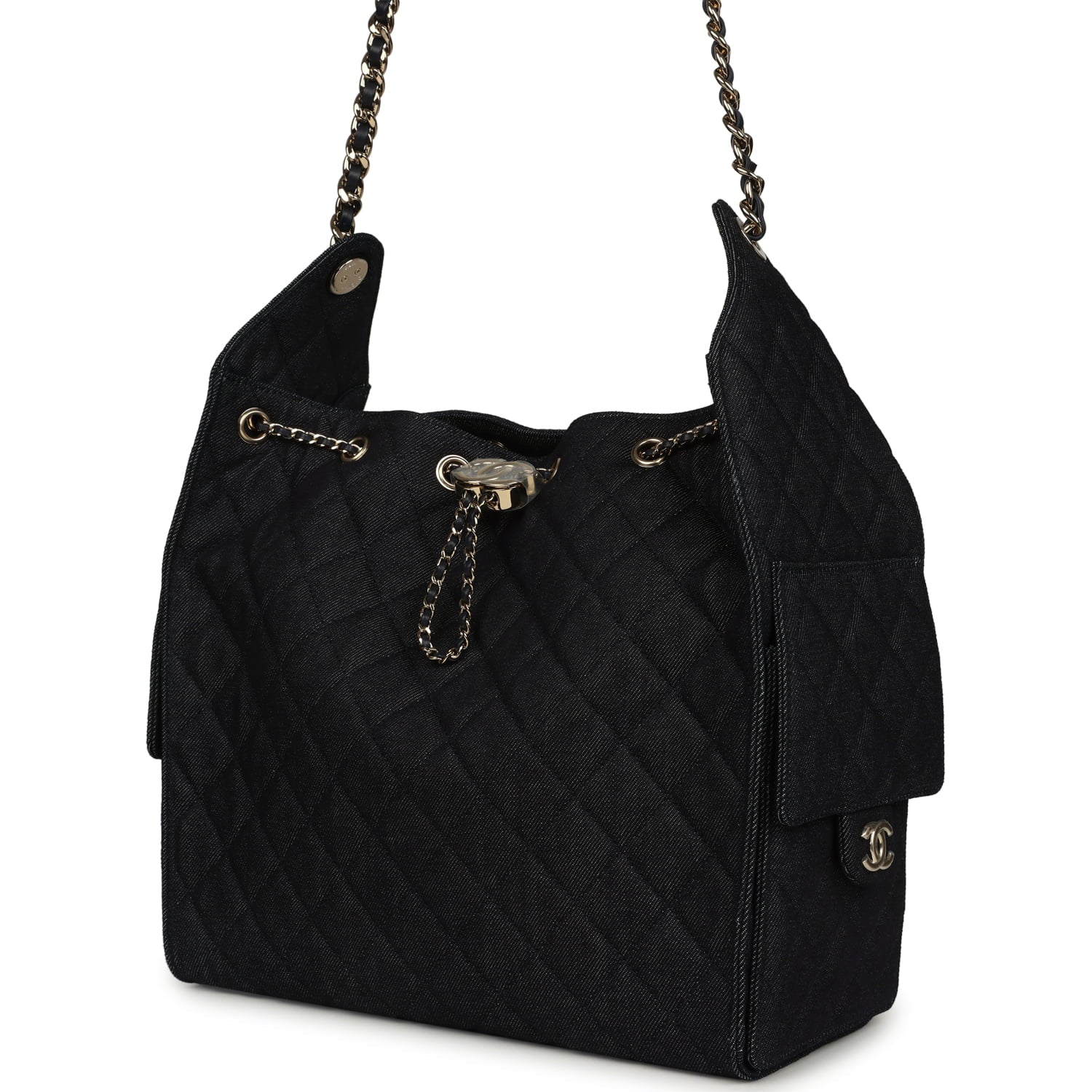 Medium 25 Hobo Bag Dark Denim Light Gold Hardware