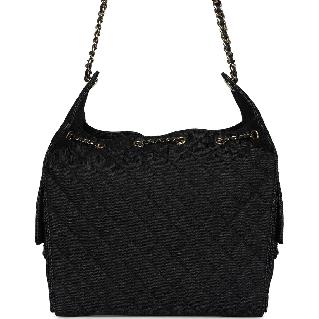 Medium 25 Hobo Bag Dark Denim Light Gold Hardware