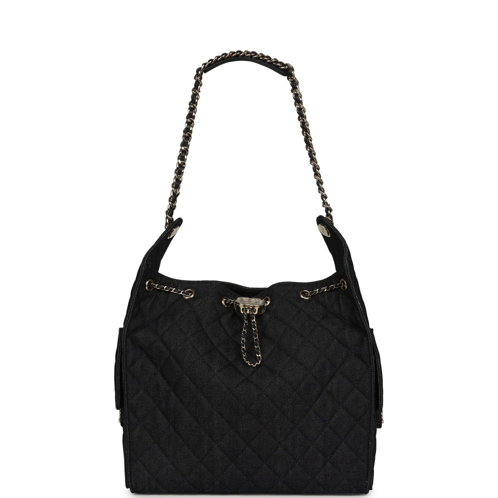 Medium 25 Hobo Bag Dark Denim Light Gold Hardware