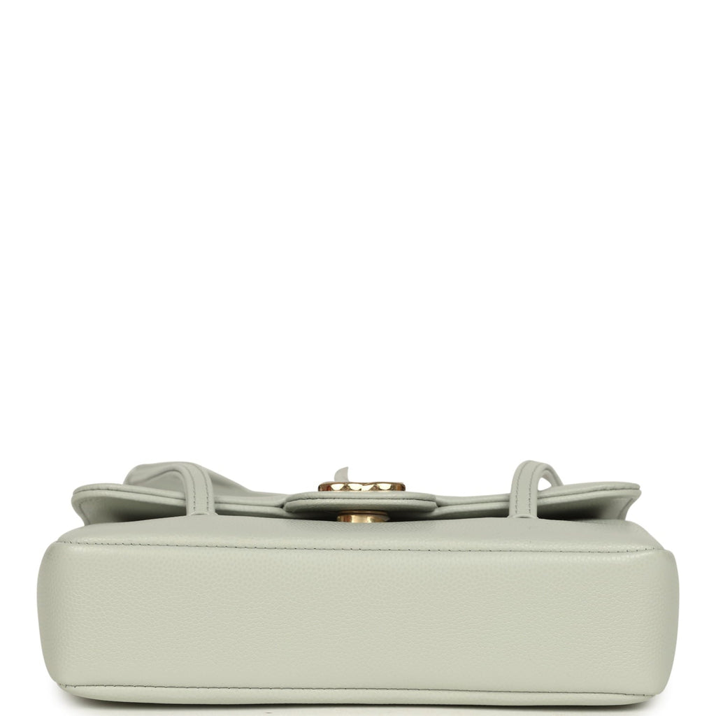 Mini Preppy Coco Clutch with Straps Light Green Shiny Caviar Brushed Gold Hardware