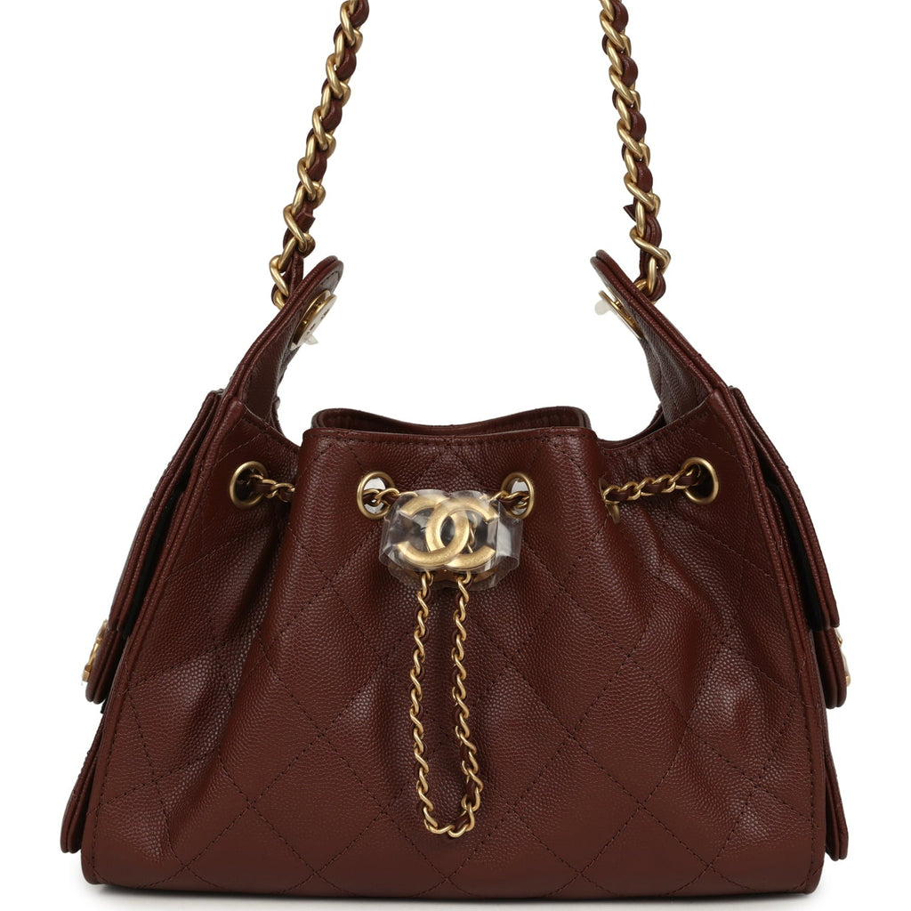 Mini 25 Hobo Bag Brown Caviar Antique Gold Hardware