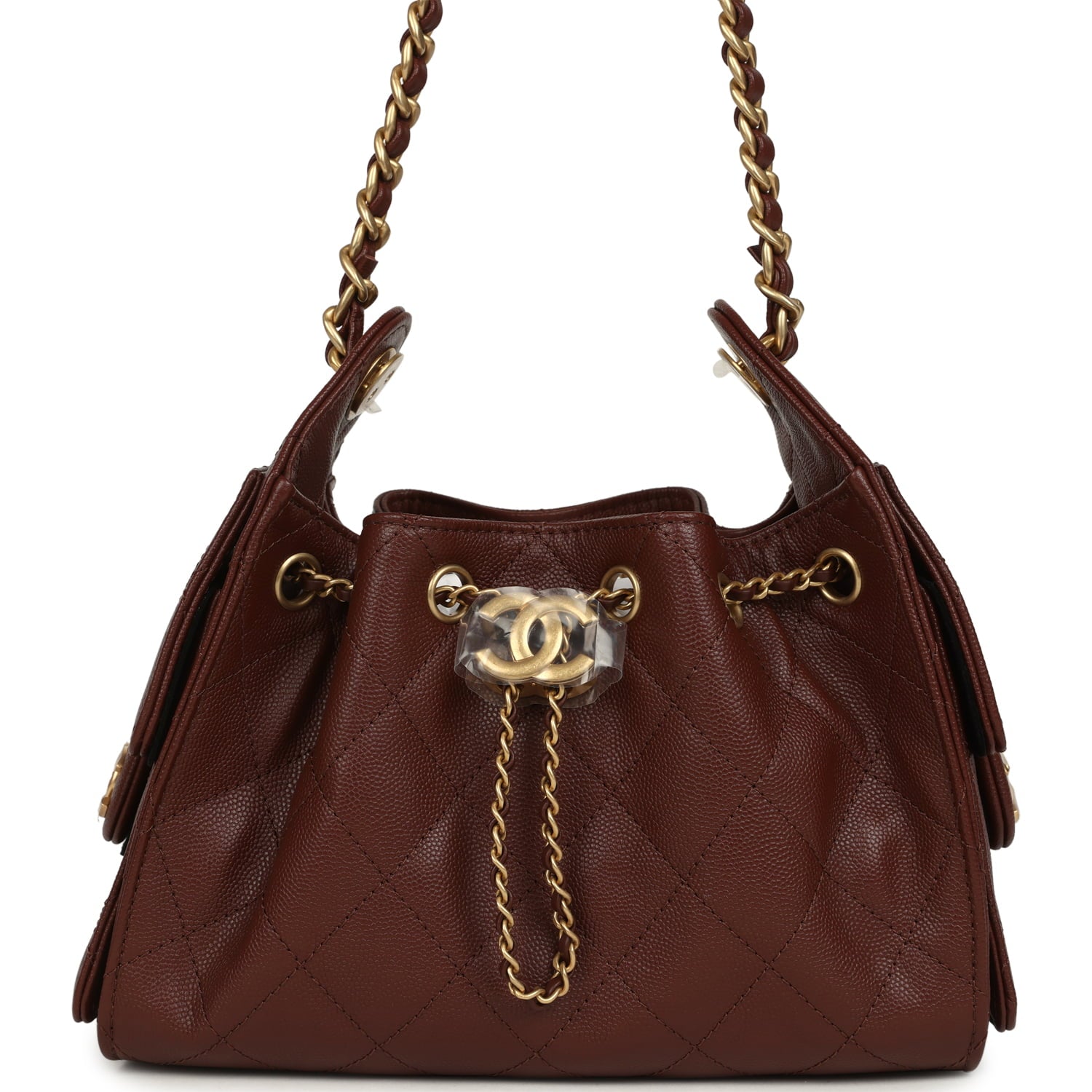 Mini 25 Hobo Bag Brown Caviar Antique Gold Hardware