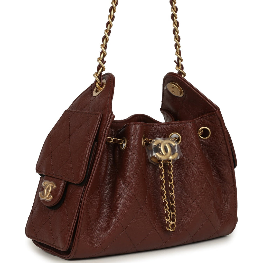 Mini 25 Hobo Bag Brown Caviar Antique Gold Hardware